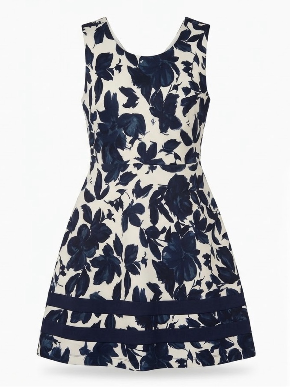 41 Hawthorn Navy Floral A-Line Sleeveless Dress on White